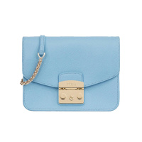FURLA 芙拉 女士 牛皮革 浅蓝色 METROPOLIS系列 S号 斜跨链条包 B-BNF8-ARE-XEG 967