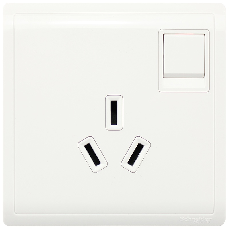 施耐德电气（Schneider Electric）带开关一开三孔 空调墙壁电源插座面板 16A 丰尚 白色