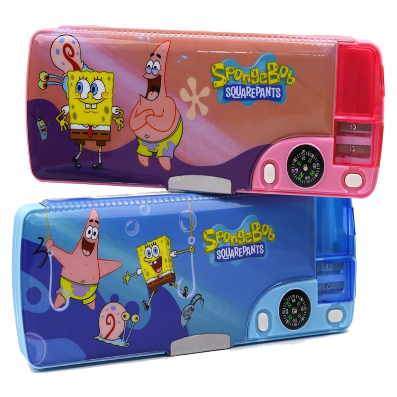 晨光(M&G)92465海绵宝宝双层多功能文具盒 学生文具收纳盒 铅笔盒 笔袋