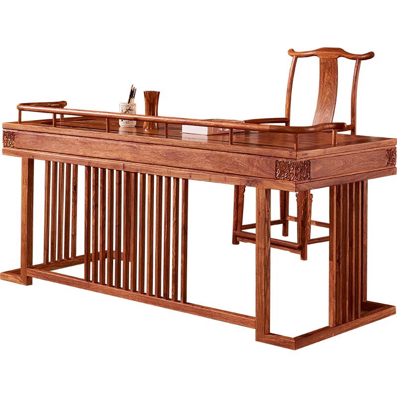 周家庄 红木家具非洲花梨(学名:刺猬紫檀)实木办公桌 书桌书法桌写字台电脑桌新中式办公桌