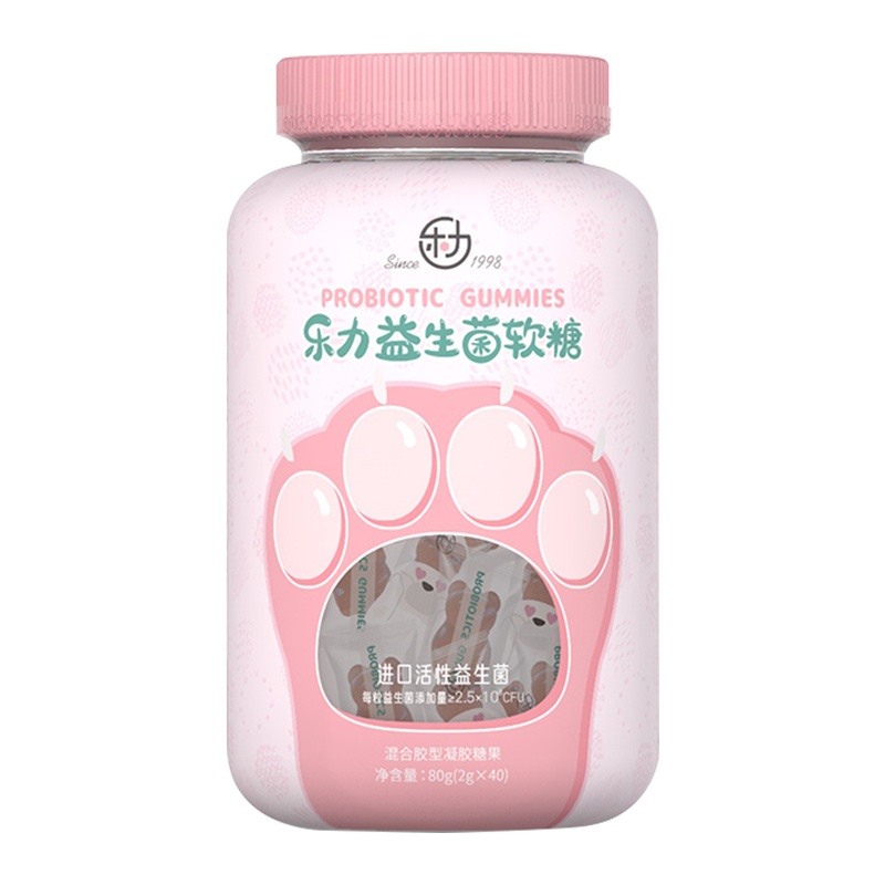 乐力益生菌 成人儿童大人孕妇肠胃肠道益生菌软糖 2g*40粒/瓶
