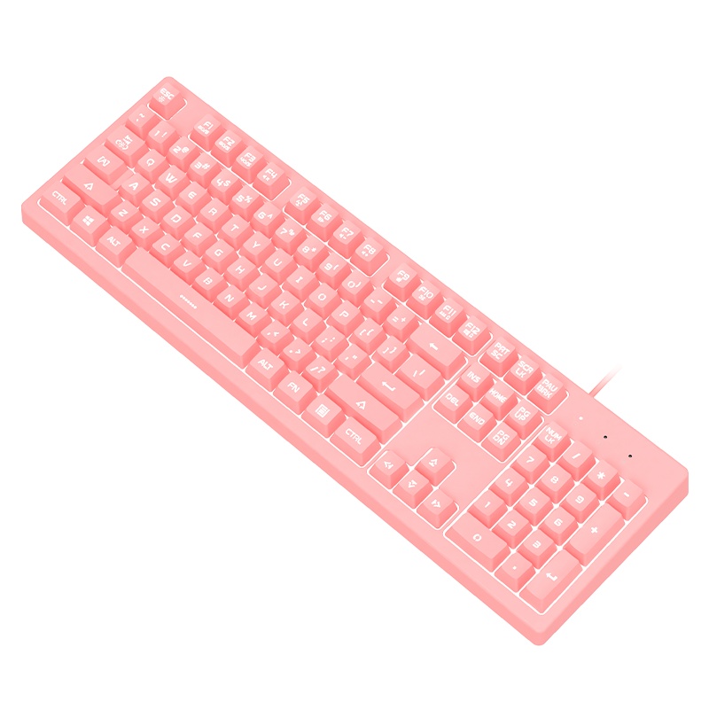 斗鱼(DOUYU.COM)DKS100 机械手感游戏办公键盘 吃鸡键盘 电脑 笔记本 白色背光键盘 粉红色