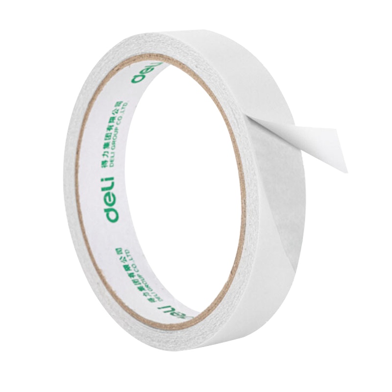 得力 30402高粘性棉纸双面胶带 18mm*10y(9.1m/卷) 16卷袋装 办公用品