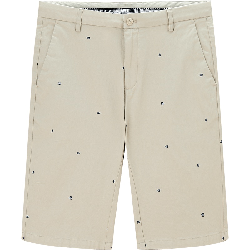 HLA海澜之家微弹中腰休闲中裤2019夏季舒适休闲裤男短裤-HKMCJ2R015A