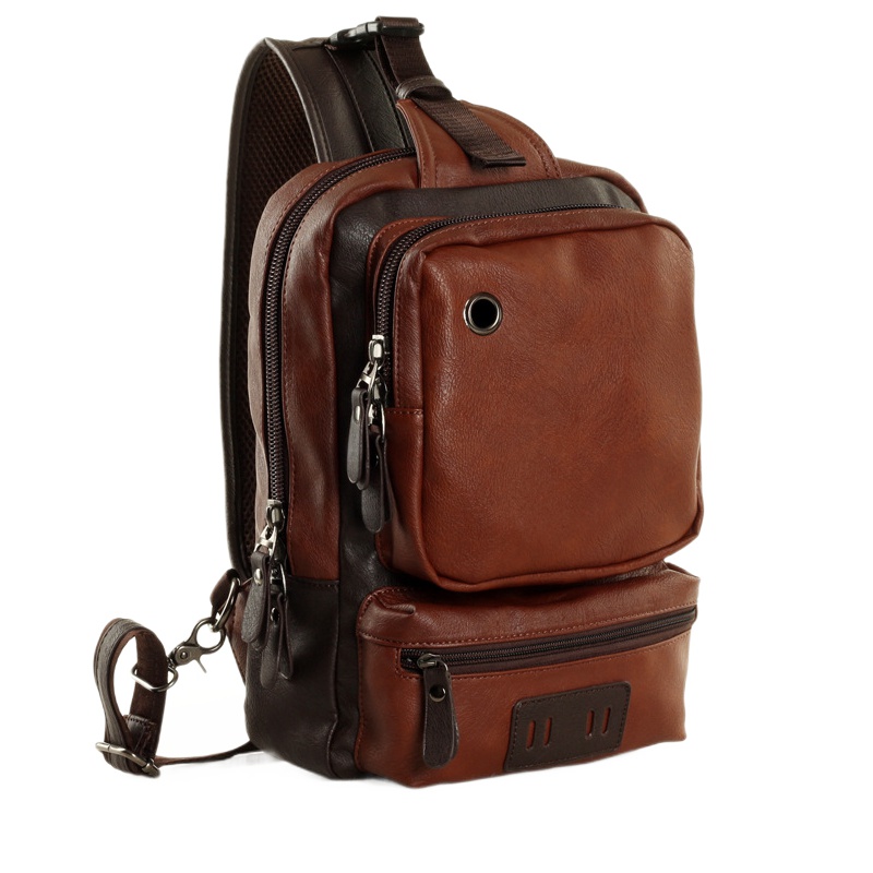 新款韩版潮流PU皮男包学生背包休闲户外斜挎包男士运动胸包 男