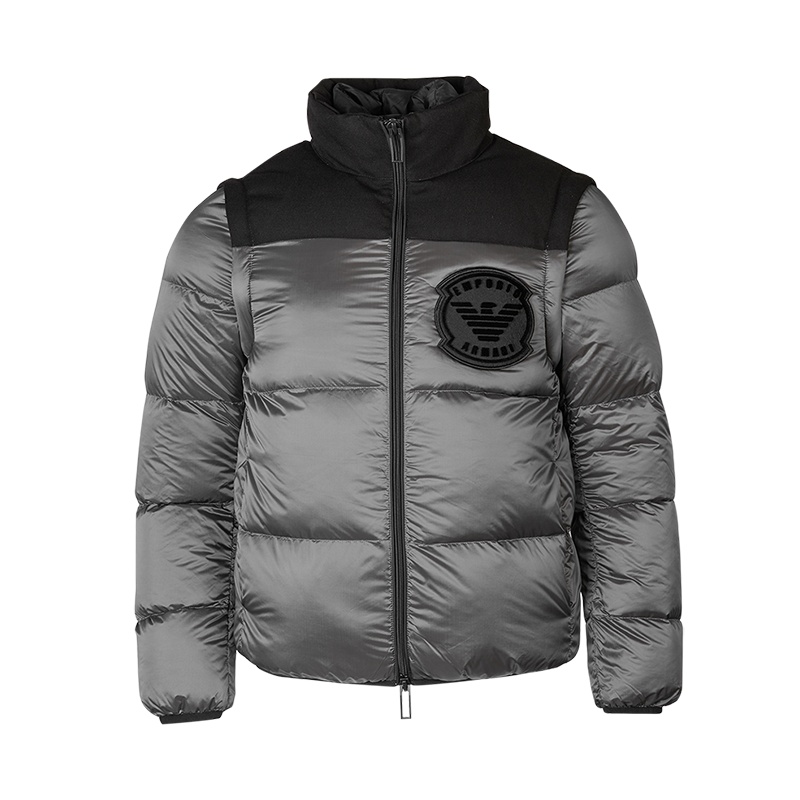 EMPORIO ARMANI 阿玛尼 男士拼色时尚logo徽标羽绒服