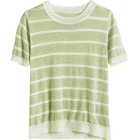 OSA欧莎短袖针织衫2019新款夏薄款上衣女牛油果绿T恤宽松ins潮