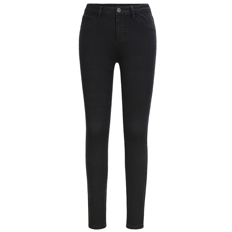 高梵(GOLDFARM)秋冬韩版弹性棉中腰牛仔裤女小脚裤修身显瘦紧身铅笔裤