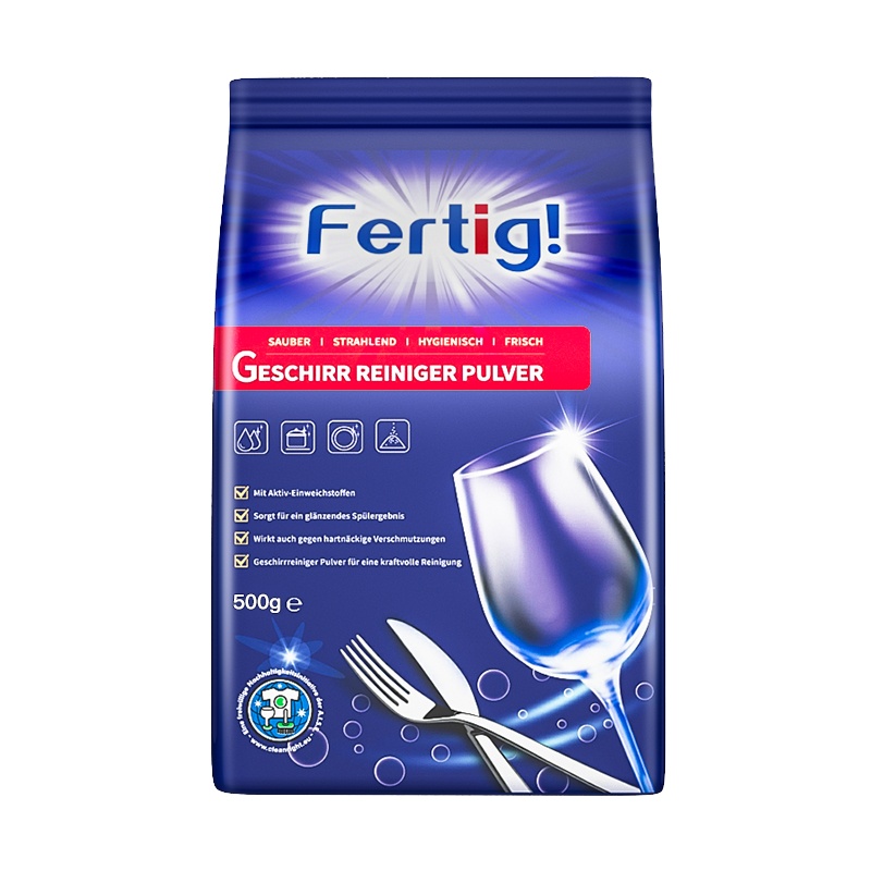 fertig德国进口浓缩多效洗碗粉洗碗块洗碗机专用洗涤粉亮蝶500g装(试用西门子海尔美的洗碗机)