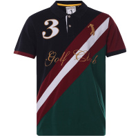 GOLF/高尔夫2019年夏装新款男装T恤撞色斜拼接字母短袖POLO衫