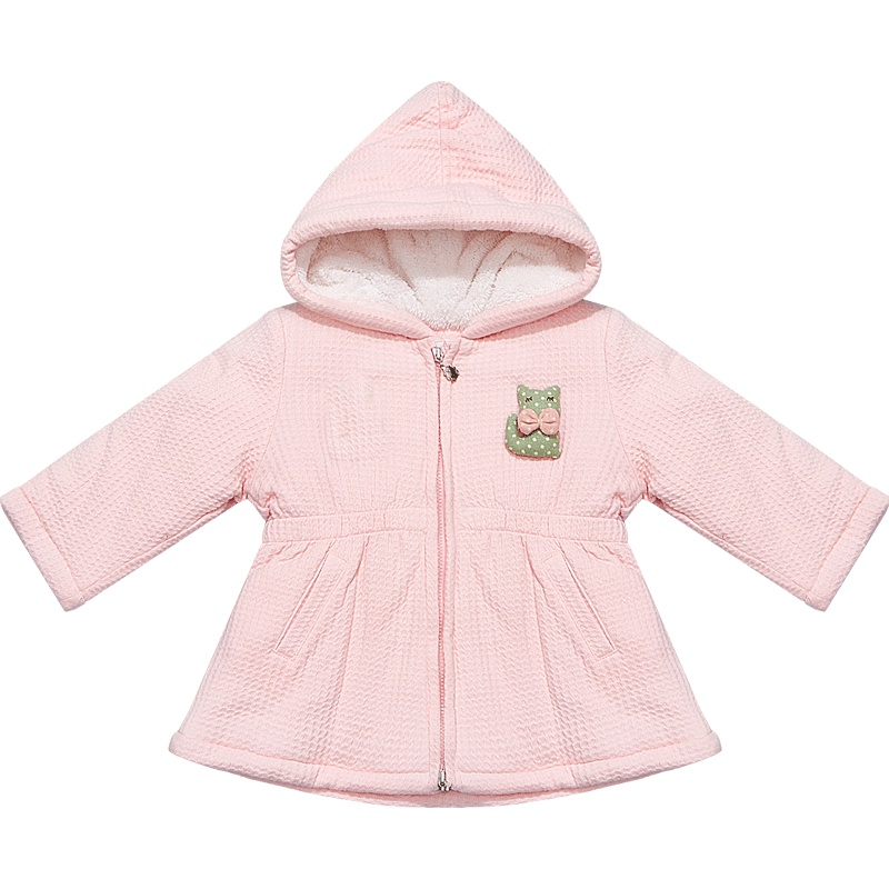 婴姿坊女童韩版冬装外套女小童装棉袄中小童加厚棉衣儿童中长款棉服