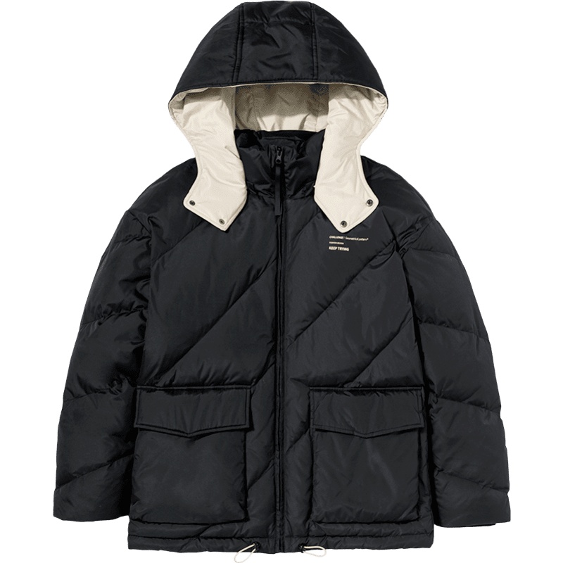 森马短款羽绒服男士冬季户外防风拼接保暖工装加厚连帽羽绒服