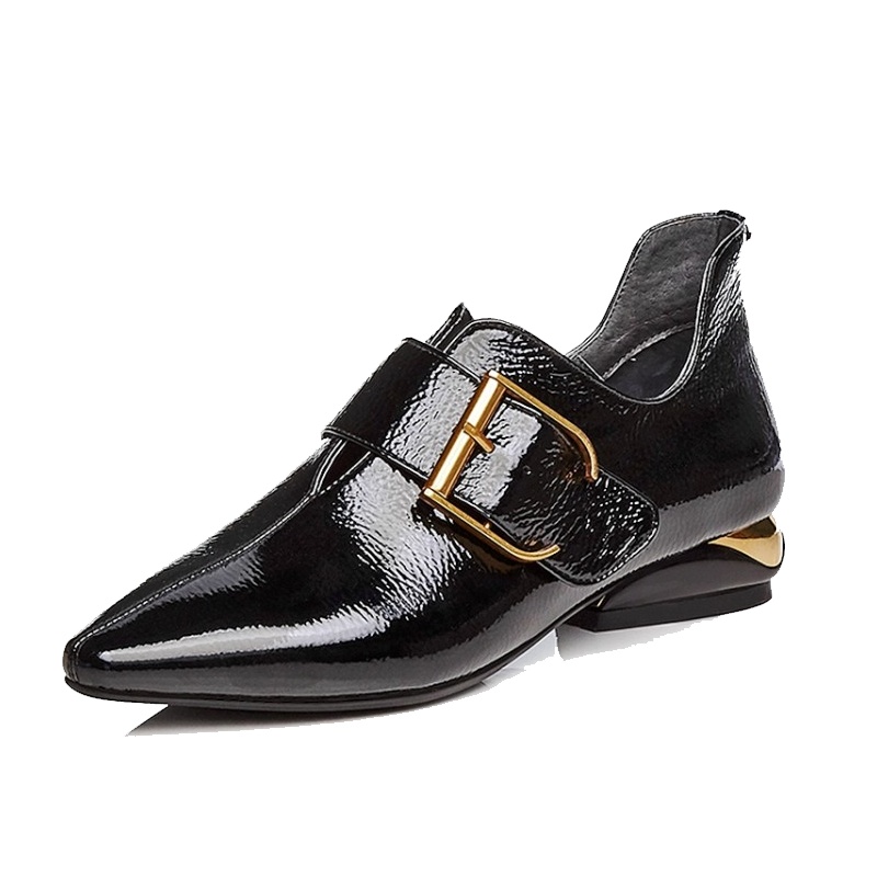 格瑞迪欧牛皮英伦风小皮鞋女真皮低跟单鞋新款韩版漆皮欧洲站女鞋潮鞋9661