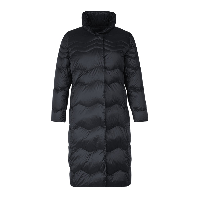 晩白 新品纯色宽松90白鸭绒保暖中长款羽绒服外套