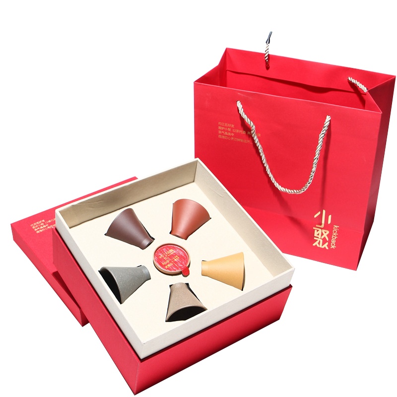 蕙韵 『五福临门』套装宜兴紫砂壶 原矿大红袍家用潮汕小容量工夫茶具品茗杯 55ml