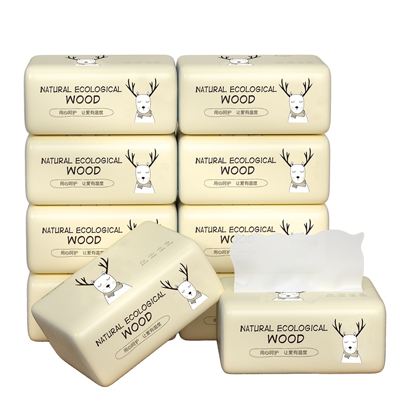 [4层12包]悦竹迷鹿4层加厚12包大规格大尺寸原木抽纸家用卫生纸巾大包面巾纸餐巾纸擦手纸4层加厚餐巾纸巾12包提装