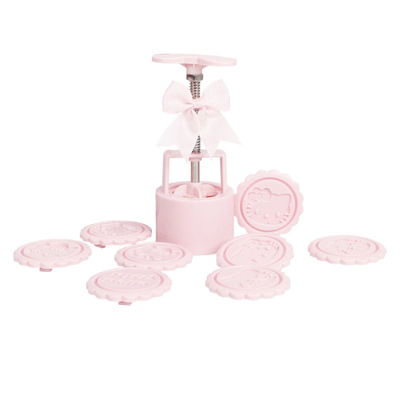 学厨HELLO KITTY 烘焙工具 冰皮月饼模具手压式家用绿豆糕点心压花立体团圆款8花片套装 75gKT7049