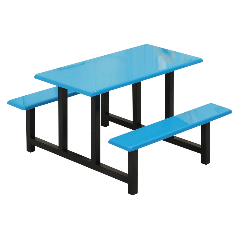 汉诺鑫威不锈钢餐桌连体餐桌椅组合学校食堂员工小吃店快餐桌椅4人6人8人4人位铁架玻璃钢