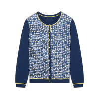 鄂尔多斯 | 1980春夏桑蚕丝印花圆领针织女开衫