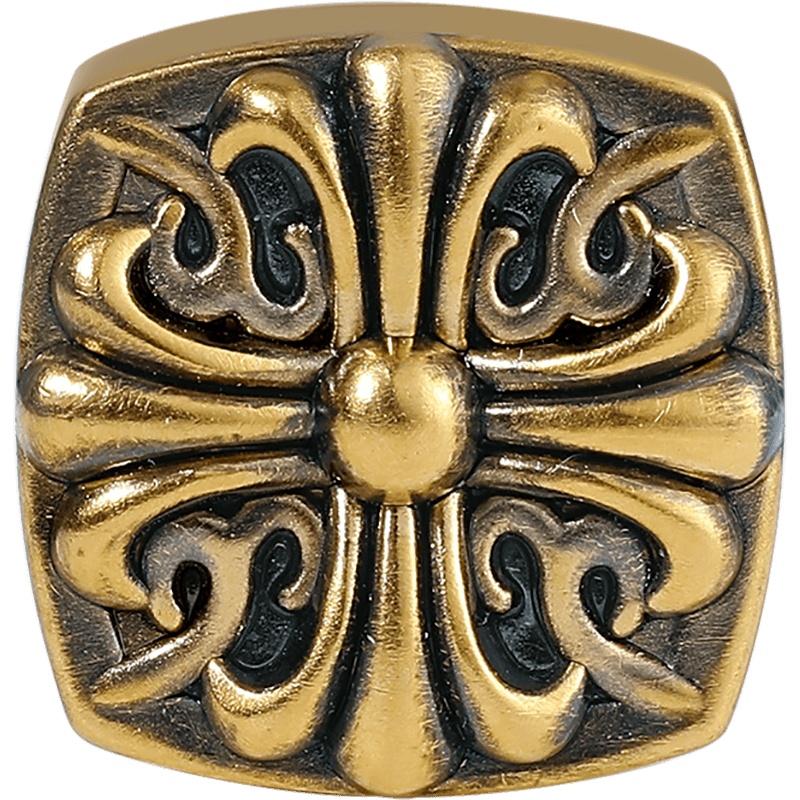 周大生黄金运珠男女款复古金十字花手饰酷黑风硬金手链氪金玩家