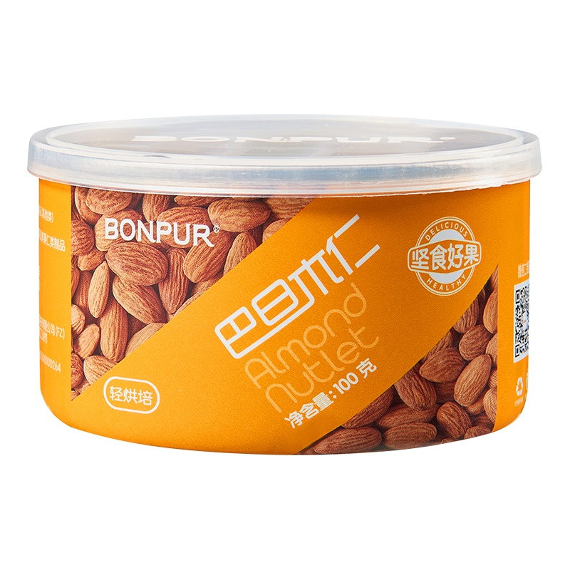 坚食好果无壳巴旦木果仁原味100g罐装干果休闲零食孕妇特产坚果仁