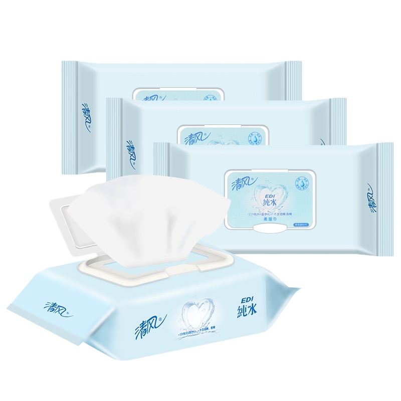 清风 纯水湿巾 洁肤柔湿巾 EDI纯水系列 80片*12包 整箱销售 63100234 整箱装