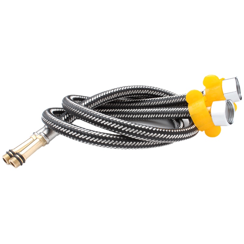 汉轩 60CM单根 不锈钢尖头进水软管单孔冷热水龙头防爆进水管龙头编织软管大小头尖头管 黑色(单位:根)