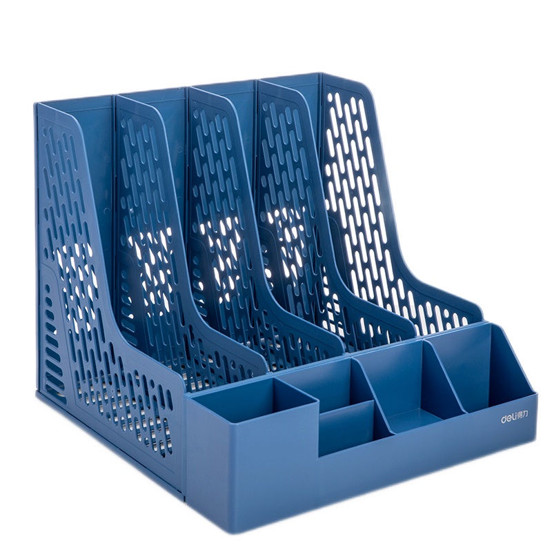 得力(deli) 稳固耐用四联文件框/文件筐 蓝色 9844