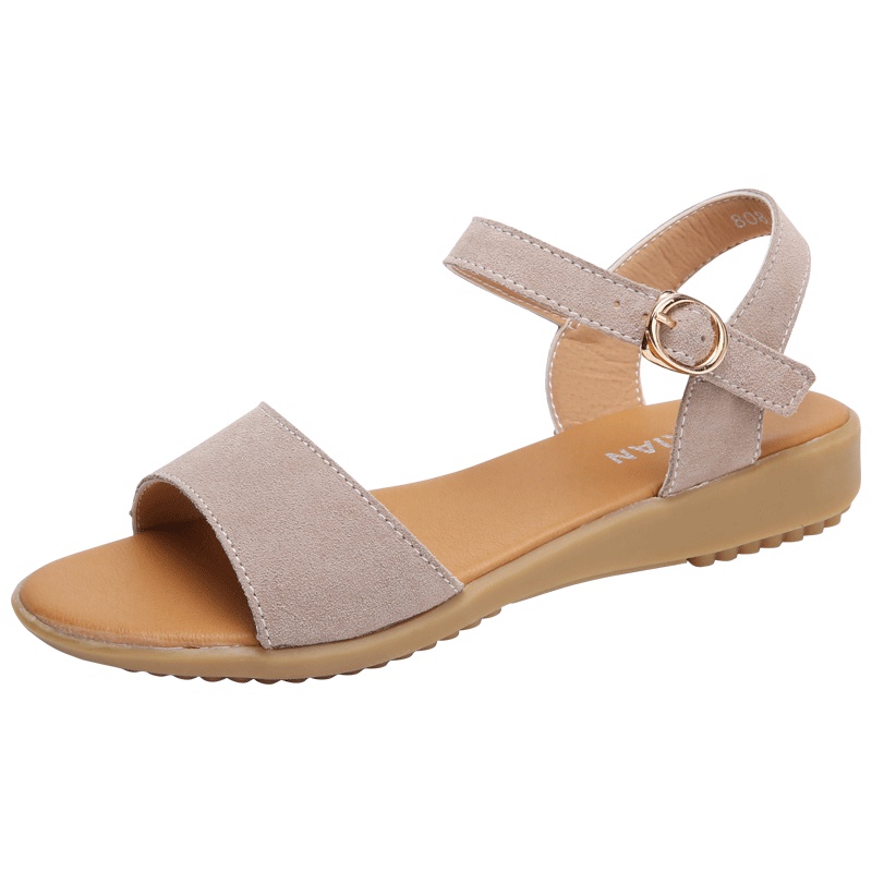 朴尼斯(Pounise)凉鞋女夏2019新款平底真皮舒适低跟百搭简约休闲女鞋 WD59-811