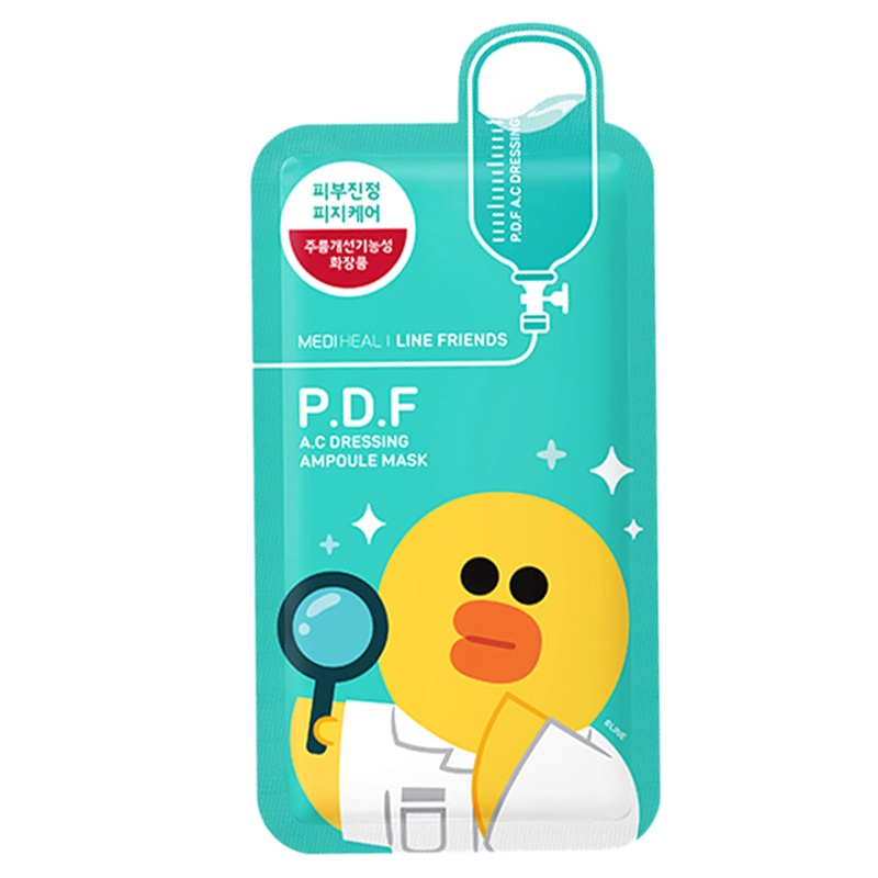 MEDIHEAL美迪惠尔卡通动物面膜补水保湿针剂面膜10片-绿色莎莉鸡