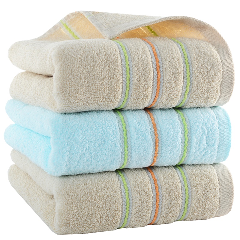 亚光(LOFTEX)毛巾家纺纯棉柔软吸水素色彩条加厚怡家面巾 单条装 84g/条 33*72cm蓝色 驼色 686802