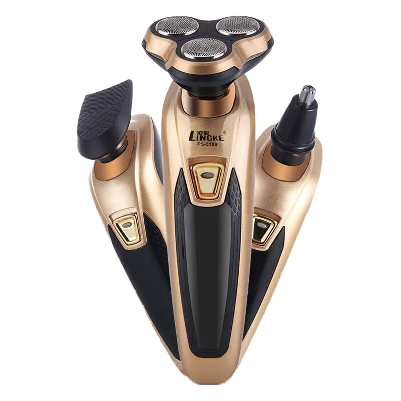 电动剃须刀男士水洗刮胡刀充电式三刀头胡须刀 3188土豪金简装+备用刀片