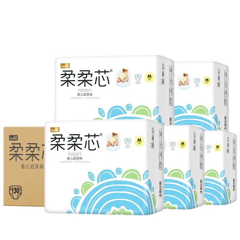 五羊柔柔芯纸尿裤M码78片箱装