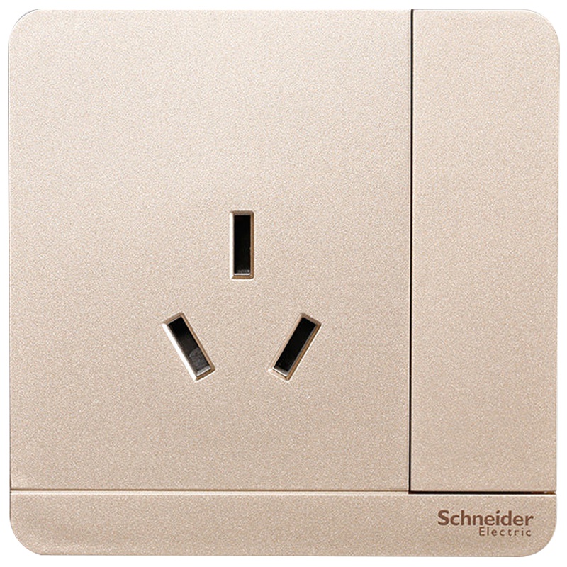 施耐德电气（Schneider Electric）带开关一开三孔 86型空调墙壁电源插座面板16A绎尚薄暮金