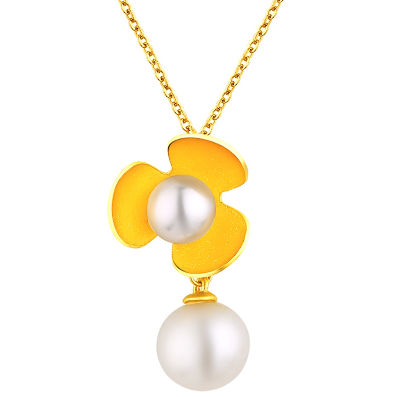 千叶珠宝首饰黄金项链黄金吊坠足金纯金珍珠悦我1(含链)