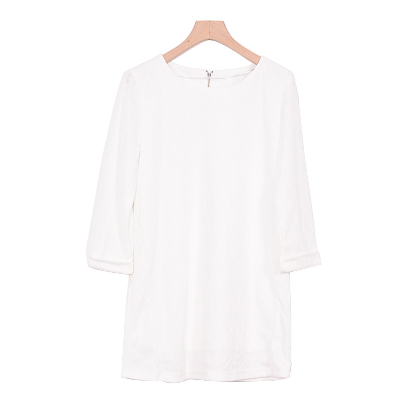 A&D简约圆领中长款直筒连衣裙