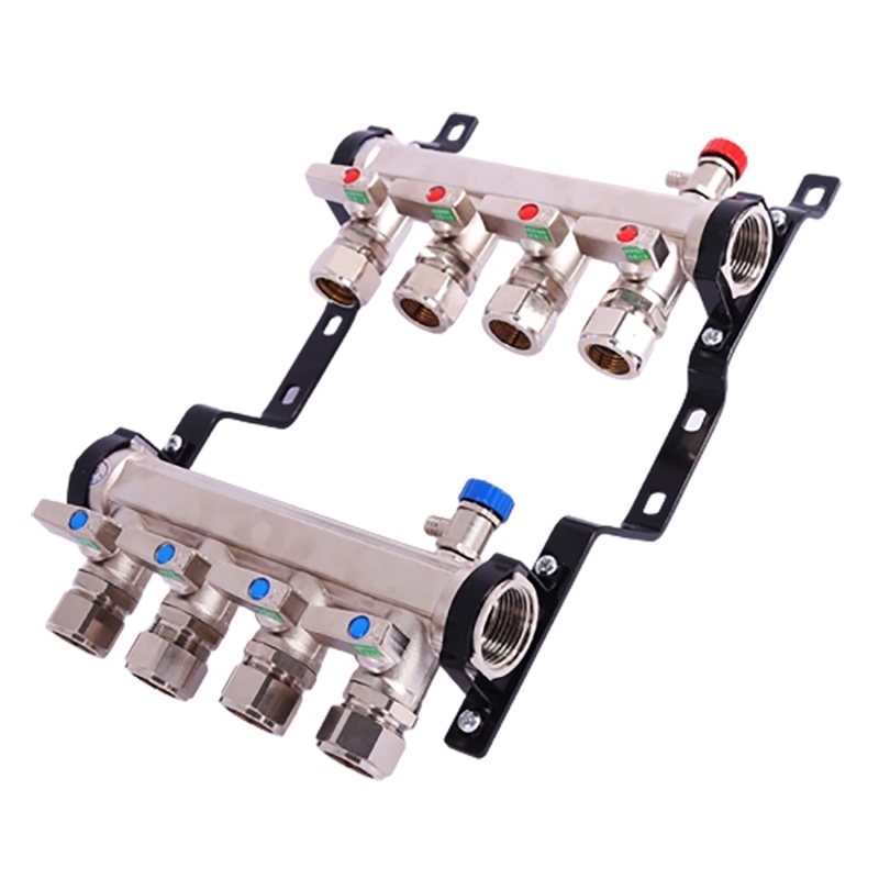 大流量地暖分水器家装阿斯卡利分集水器地热管暖气阀门 3路大流量(1寸主杠接20支管)