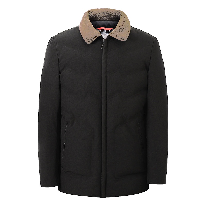 雅鹿羽绒服男士商务短款2019新款柔软羊羔绒毛领加厚冬装外套