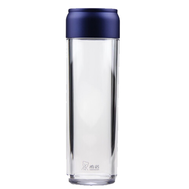 希诺XN-8109加厚塑料水杯便携带盖户外随手杯 男女士耐热耐摔隔热杯 本色