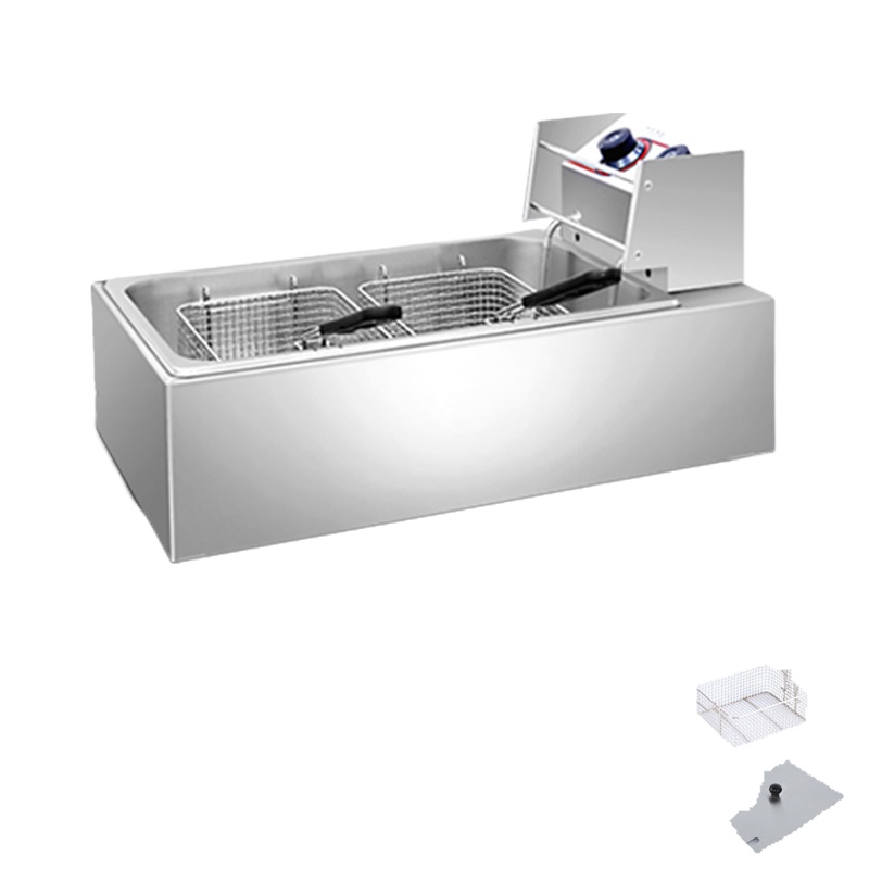 油炸锅商用电炸炉加厚黄金蛋电炸锅单缸炸鸡排薯条油条设备油炸机器 加厚款带定时单缸双筛