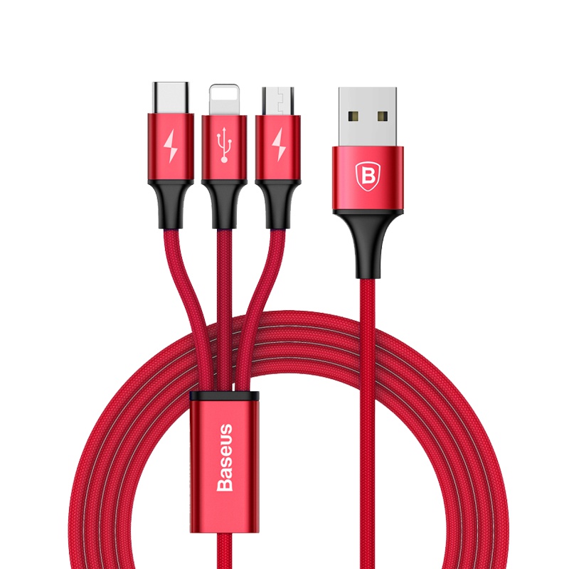 倍思(Baseus)苹果/安卓/Type-C一拖三数据线三合一充电线适用苹果12华为小米 1.2米