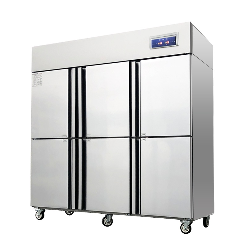 品能达 商用六门冷冻冰箱 大容量全钢全铜立式厨房酒店餐厅 双温保鲜冷藏冷冻一体式冰柜 六门对开式保鲜柜电子温控温度可定制