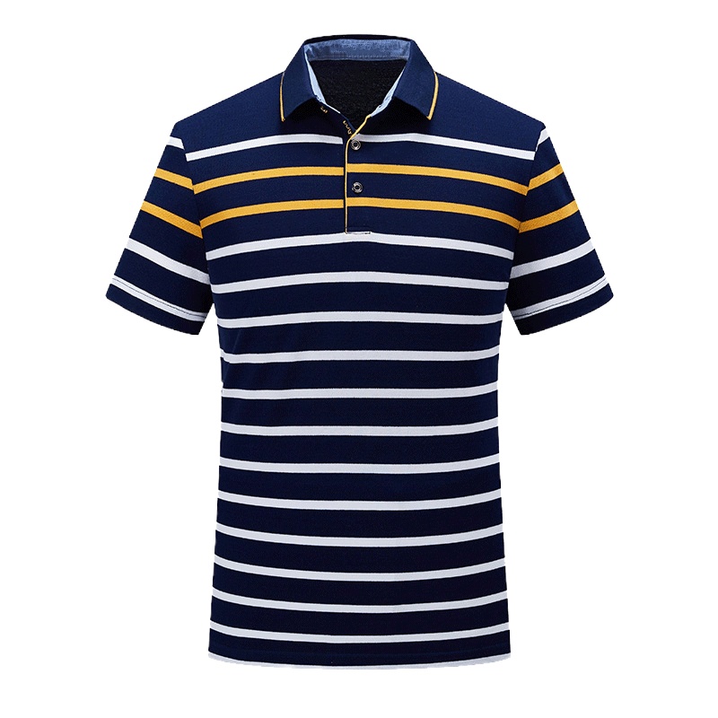 吉普战车2021年夏季新款商务休闲男士短袖Polo衫男装中青年棉质弹力拼色小条纹翻领t恤男士体恤JIPUZHANCH