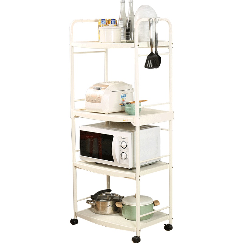 [苏宁超市]宝优妮厨房置物架落地多层收纳架微波炉架烤箱架子家用电器储物架 DQ1209 象牙色