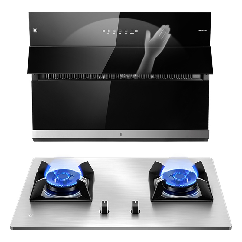 樱花(SAKURA)烟灶套餐 侧吸挥手智控20m³抽油烟机5.0KW不锈钢灶具厨电烟灶套装G301+GBG01天然气