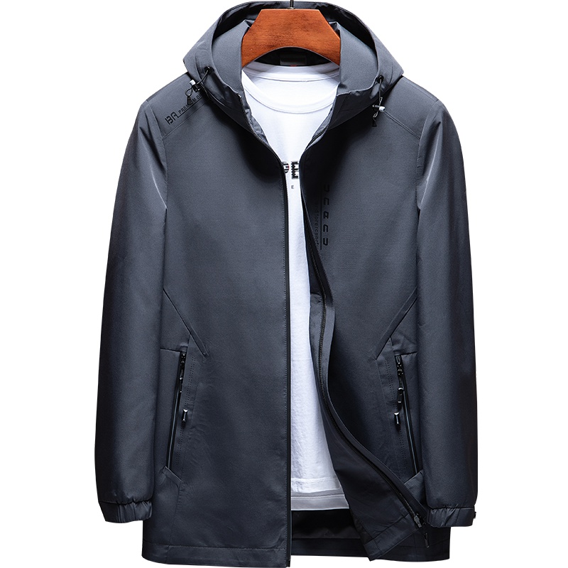 雅鹿男装秋季新品连帽中长款简约百搭上衣男士夹克14730790