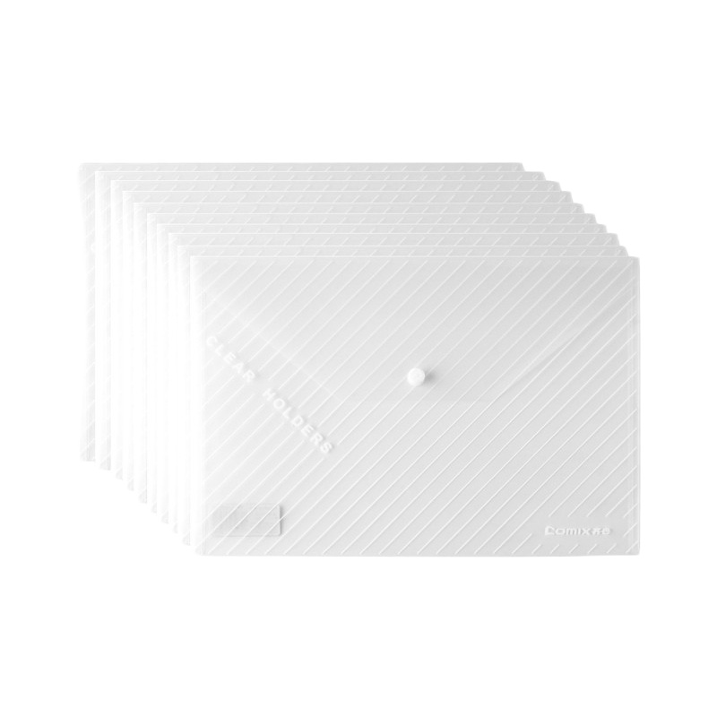 齐心(comix) YC C330透明A4按扣袋10个/包