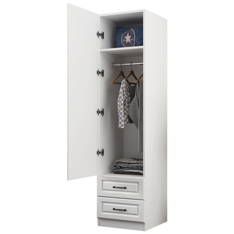 小房间简易单衣柜欧式衣橱大小立柜收纳阳台储物寝室院 (4+2抽) 40深 白色 单组装安心抵