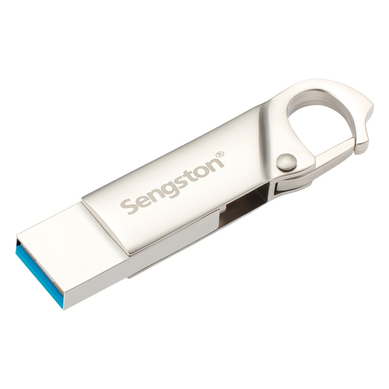 iDiskk胜士顿 苹果手机U盘 USB2.0 OTG017 银色 usb苹果双接头龙虾扣金属旋转U盘 128GB