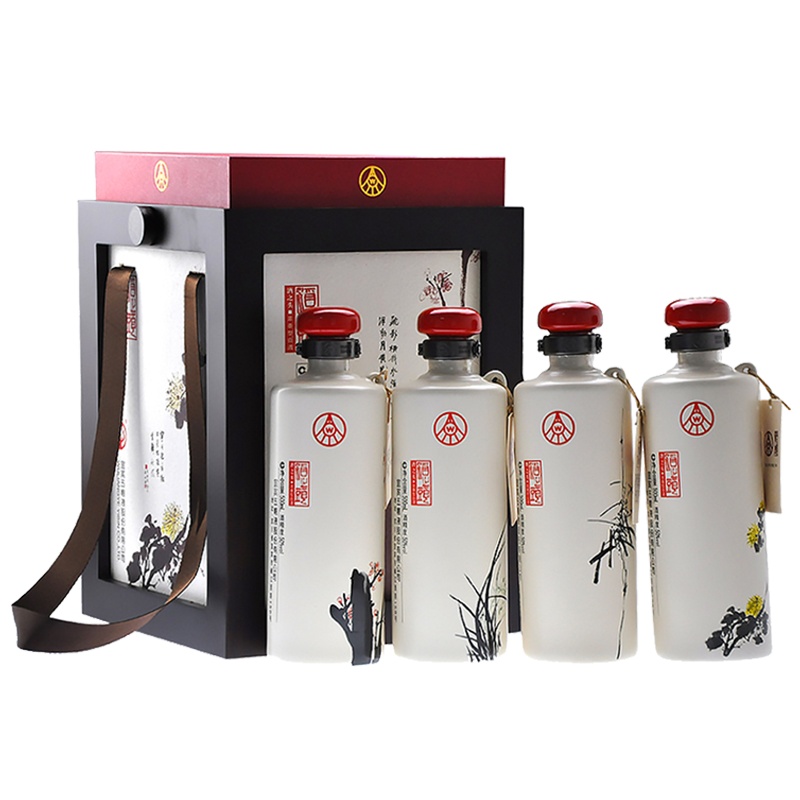 五粮液股份浓香型白酒梅兰竹菊50度500ml*4瓶 礼盒收藏酒 白酒礼盒